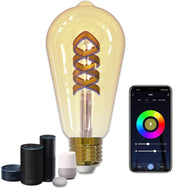 Lampadina Lampada luce Led RGB WIFI Smart E27 App google e Alexa Vintage ST64
