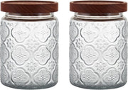 Set di contenitori in vetro con coperchio, contenitore in vetro a chiusura ermetica, contenitori in vetro per la cucina, set di 2 contenitori in vetro con coperchio per cibo secco, set di 2.