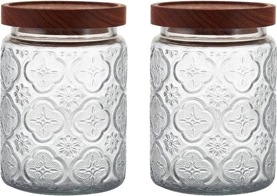 Set di contenitori in vetro con coperchio, contenitore in vetro a chiusura ermetica, contenitori in vetro per la cucina, set di 2 contenitori in vetro con coperchio per cibo secco, set di 2.