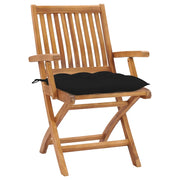 Sedie da Giardino 2 pz con Cuscini Neri in Massello di Teak 3062428