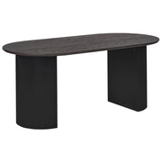 Tavolo da pranzo con piano in MDF nero 180 x 90 cm Ovale a due gambe scanalate Mobili da sala da pranzo moderni