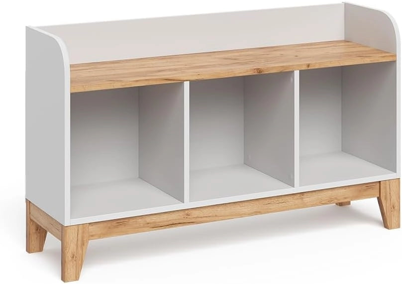 Panca per bambini Malia, Bianco/Artisan, 107.2 x 63.8 cm, adatto come seduta e superficie d’appoggio per bambini