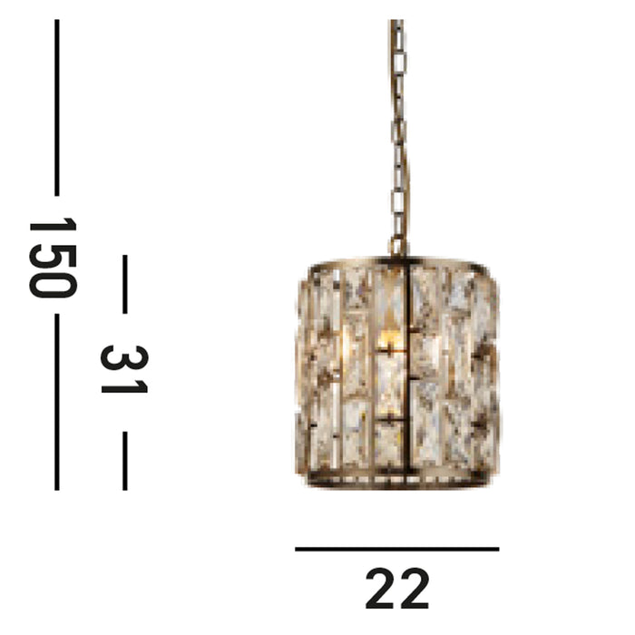 Sospensione Classico Gioiello Acciaio Ottone Vetro 1 Luce E27