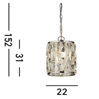 Sospensione Classico Gioiello Acciaio Cromo Vetro Trasparente 1 Luce E27