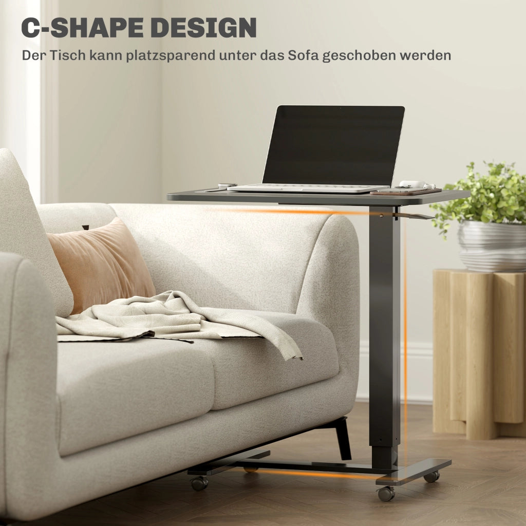 Scrivania Regolabile in Altezza C-Form con Ruote ¨C Zephmum ¨C Nero 65x48x70-110 cm