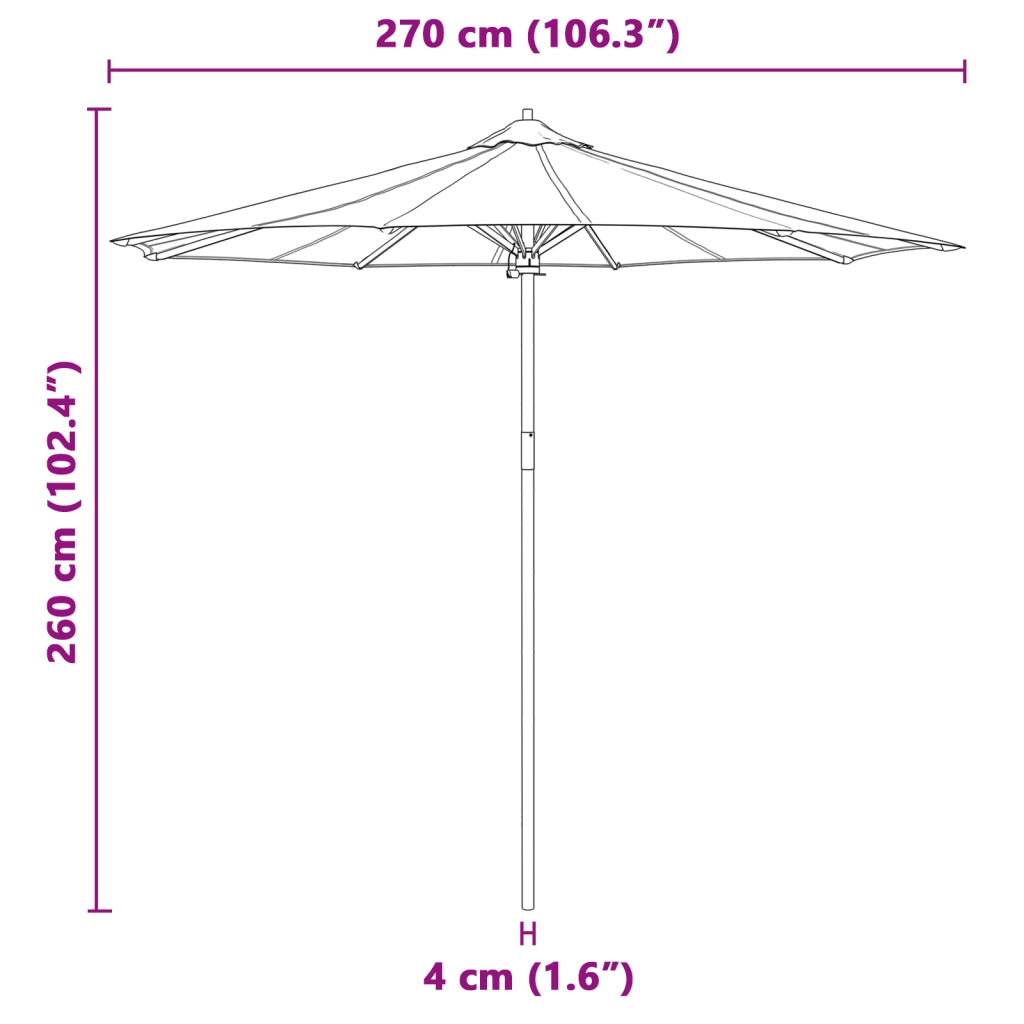 Ombrellone da giardino - Grigio scuro, 270x260 cm, BambÃ¹
