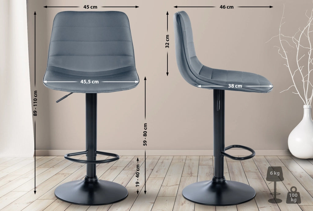 Sgabello da bar Lex in similpelle grigio,nero