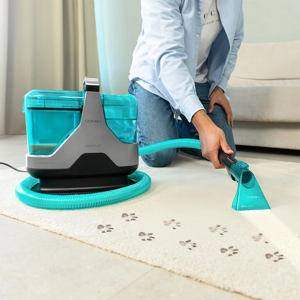 Aspirapolvere Lava Tappeti Conga 3000 Carpetclean, 3in1:Spruzza, Pulisce e Aspira, 400W, 2 Serbatoi - Acqua Pulita e Sporca, Spruzzatore D'Acqua, Raggio D'Azione di 6M, Tubo Flessibile Da 1,2m