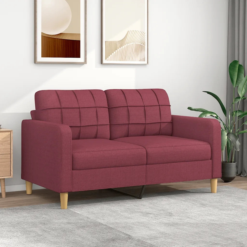 Divano | Divano da soggiorno | Sofa a 2 Posti Rosso Vino 140 cm in Tessuto
