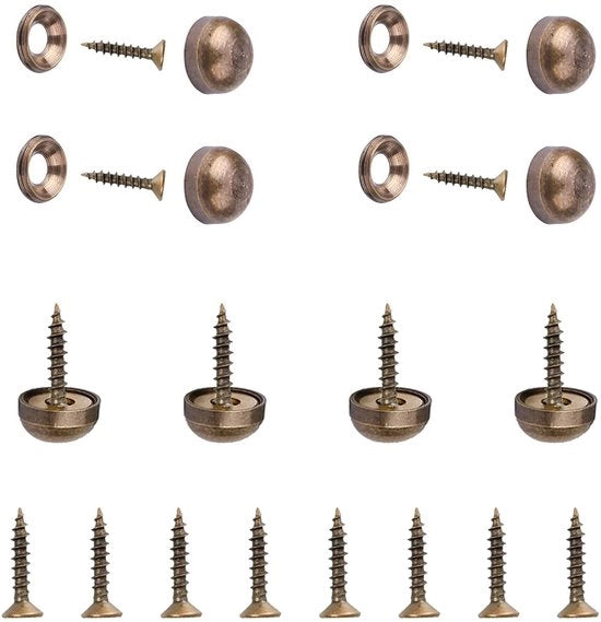 Viti a messina decorativa 8 pezzi - Viti a testa a cappuccio 9 mm - Anelli di chiusura 3,6 mm - Lunghezza viti 15 mm - Robusti e resistenti - Viti a specchio