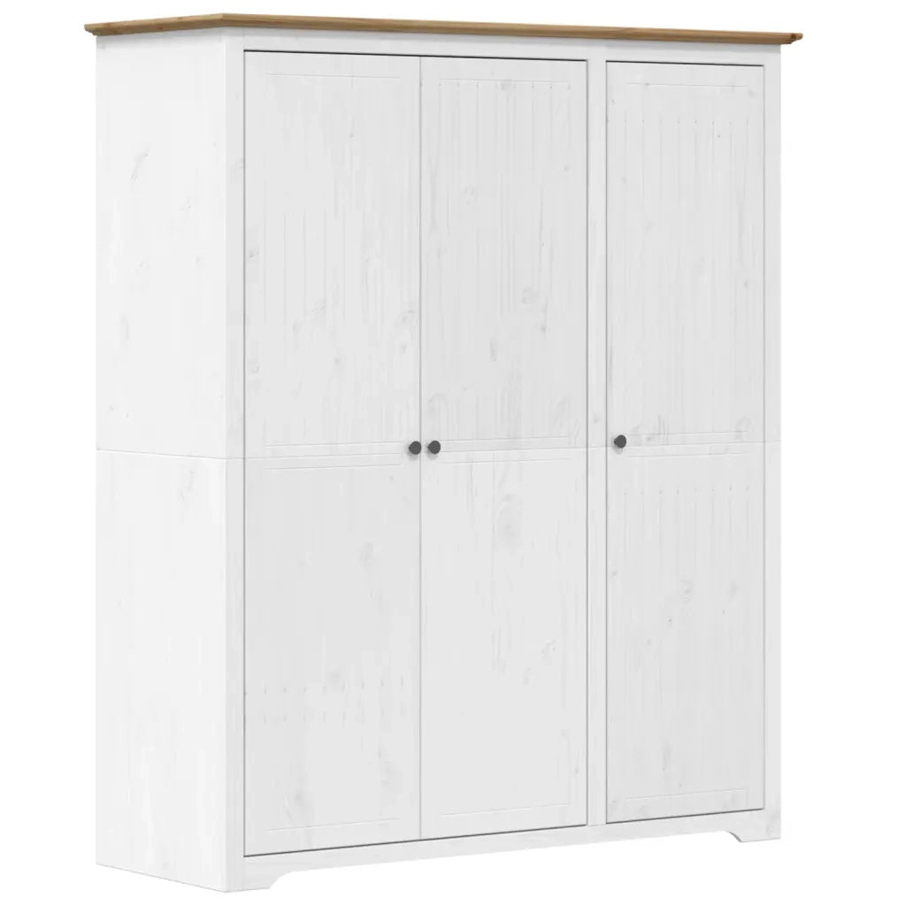 Armadio BODO 146x53,5x173 cm Legno Massello Pino Bianco Marrone 355063