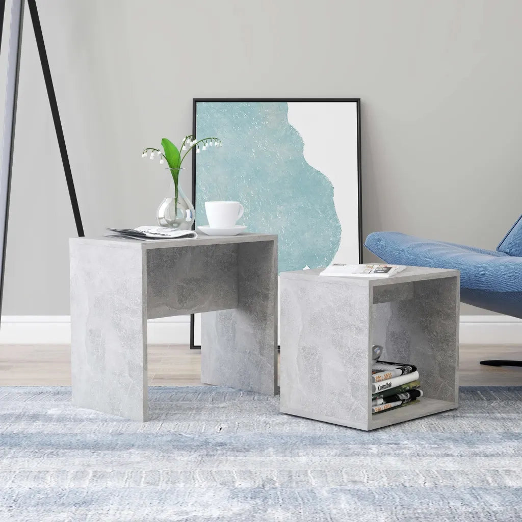 Set Tavolini da Salotto Grigio Cemento 48x30x45 cm Multistrato 802889