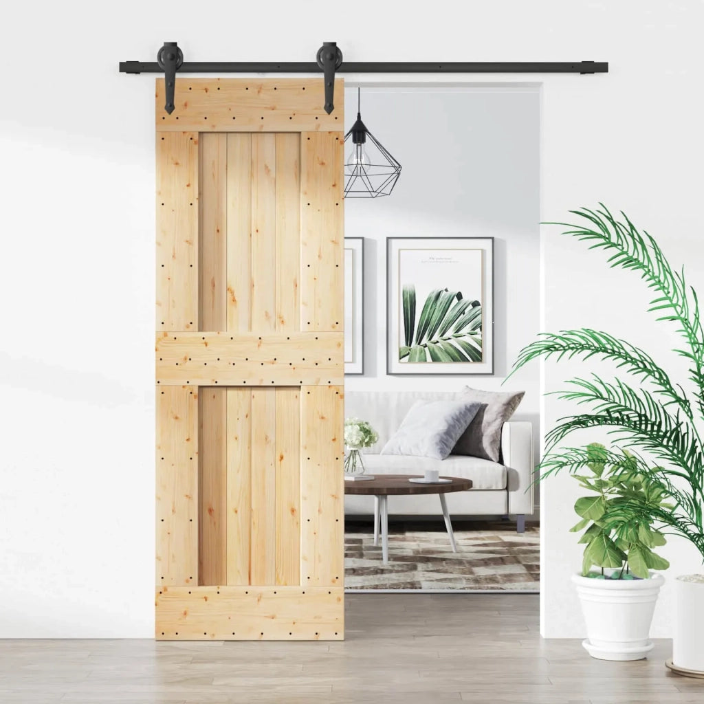 Porta scorrevole Naturale e Nero 70 x 210 cm 3445125