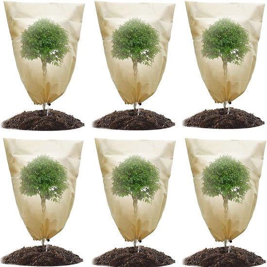 6 pezzi di protezione per piante invernali, protezione invernale per piante in vaso, protezione contro il gelo per piante con corda di tiraggio, protezione per piante & controllo di insetti, resistente al gelo (60×80cm)
