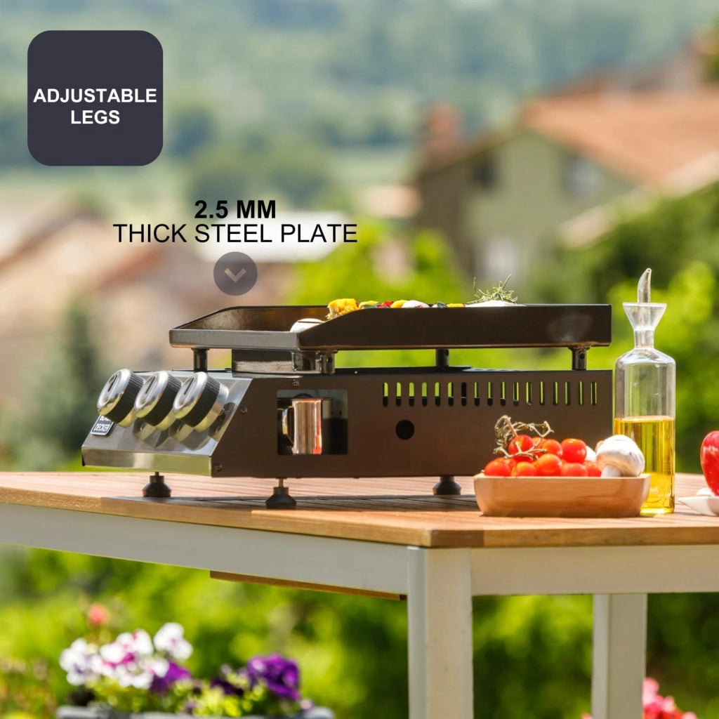 Black + decker bxop7350e plancha piastra a gas 3 bruciatori, piastra in acciaio smaltato, piedini regolabili