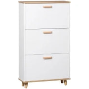 Mobile per Scarpe in Stile Scandinavo con 3 Ante, 70 x 23,5 x 122 cm, Bianco