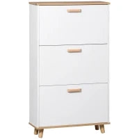 Mobile per Scarpe in Stile Scandinavo con 3 Ante, 70 x 23,5 x 122 cm, Bianco