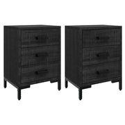 Set di 2 Comodini | Armadio da Notte | Mobiletto da notte Neri 40x30x55 cm in Legno Massello di Pino