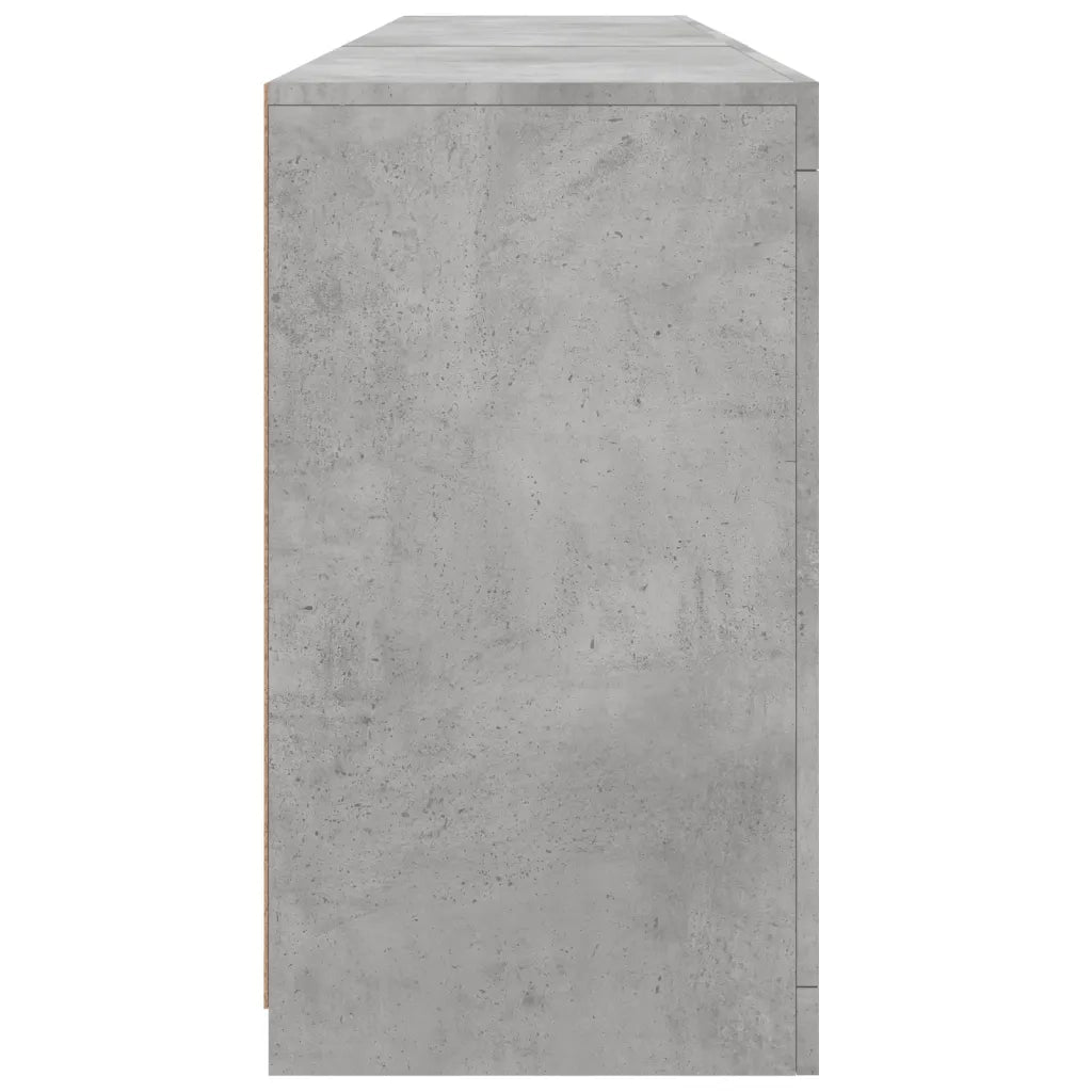 Credenza | Madia | Buffet da pranzo | Armadio da pranzo con Luci LED Grigio Cemento 162x37x67 cm