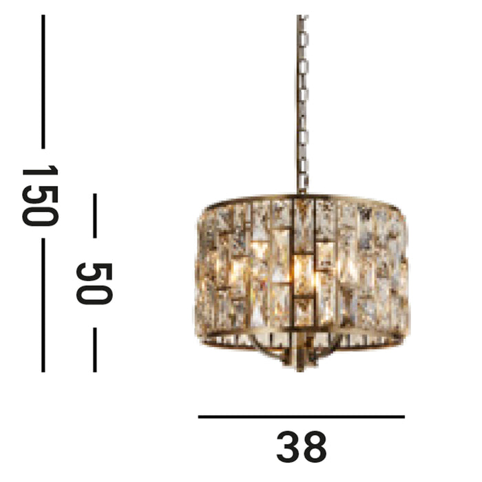 Lampadario Classico Gioiello Acciaio Ottone Vetro 3 Luci E14