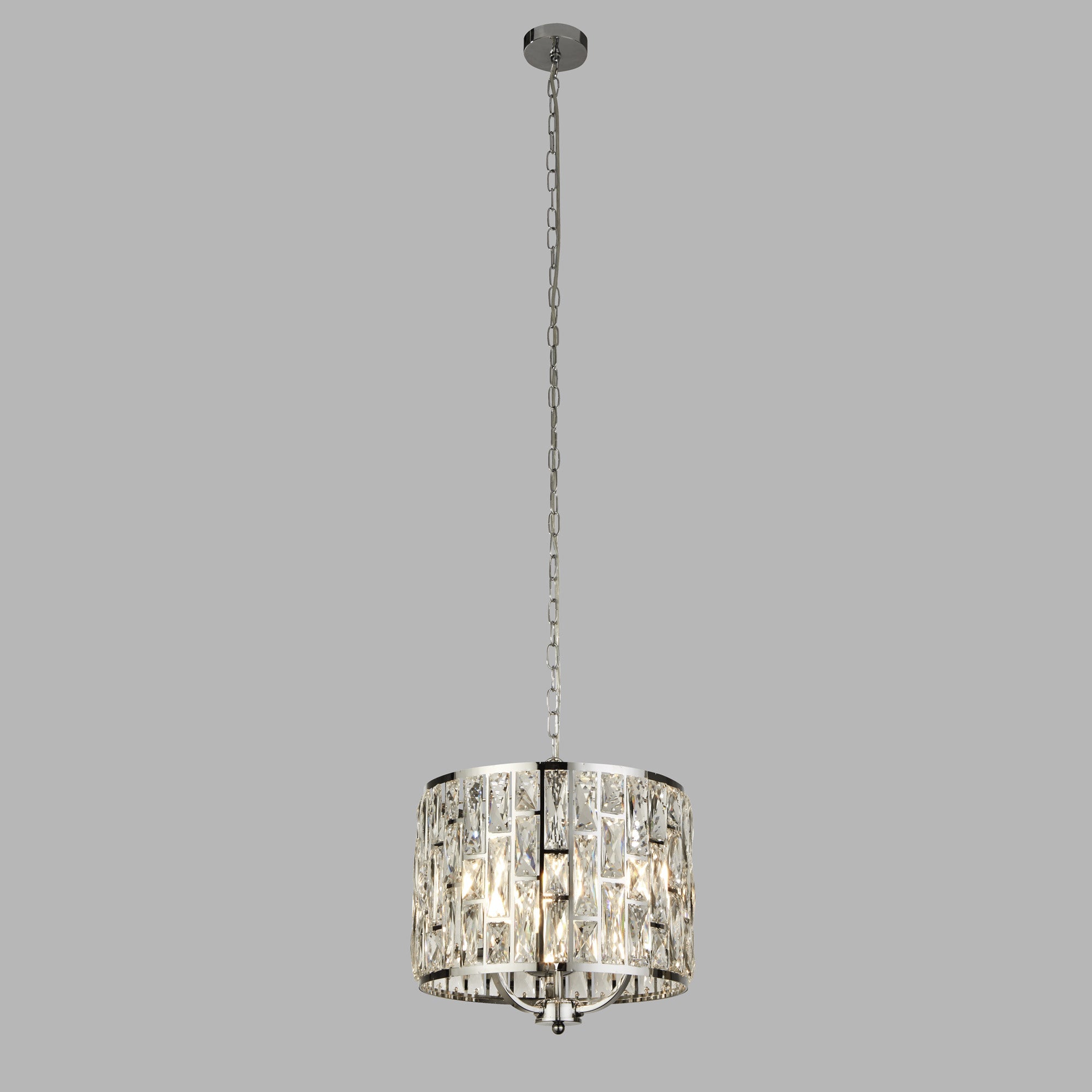 Lampadario Classico Gioiello Acciaio Cromo Vetro Trasparente 3 Luci E14