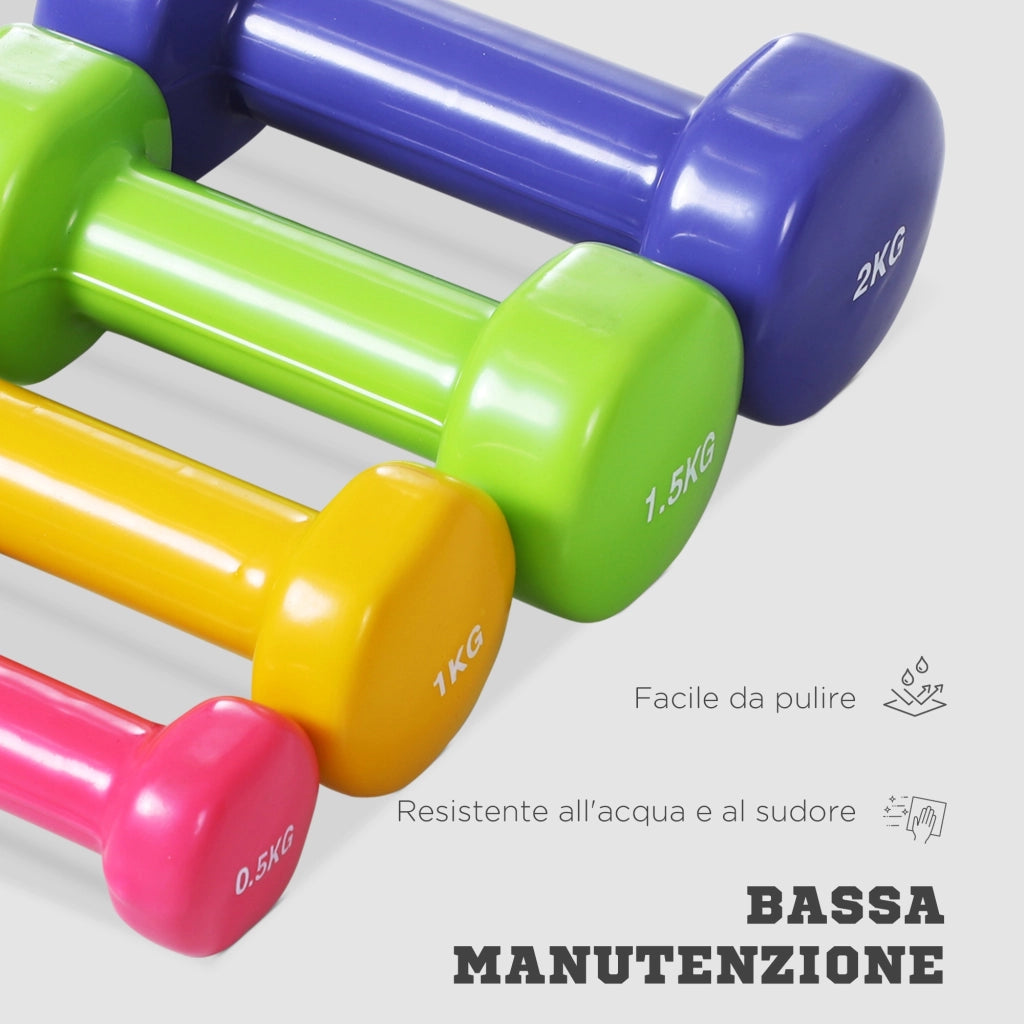 Set Manubri Pesi 10kg ¨C zephmum ¨C 4 Paia Fucsia Giallo Verde Viola Grigio