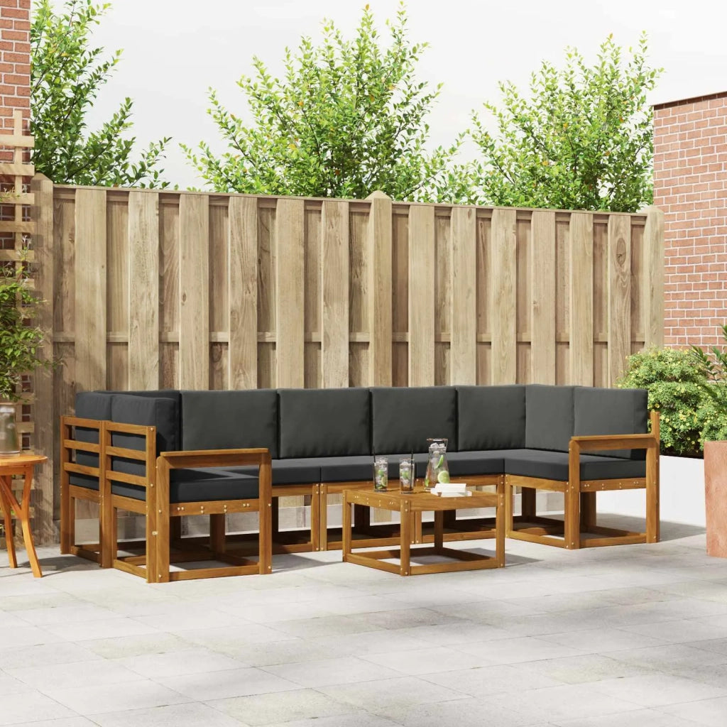 Set di divani da esterno con cuscino 8 pcs Naturale e Antracite