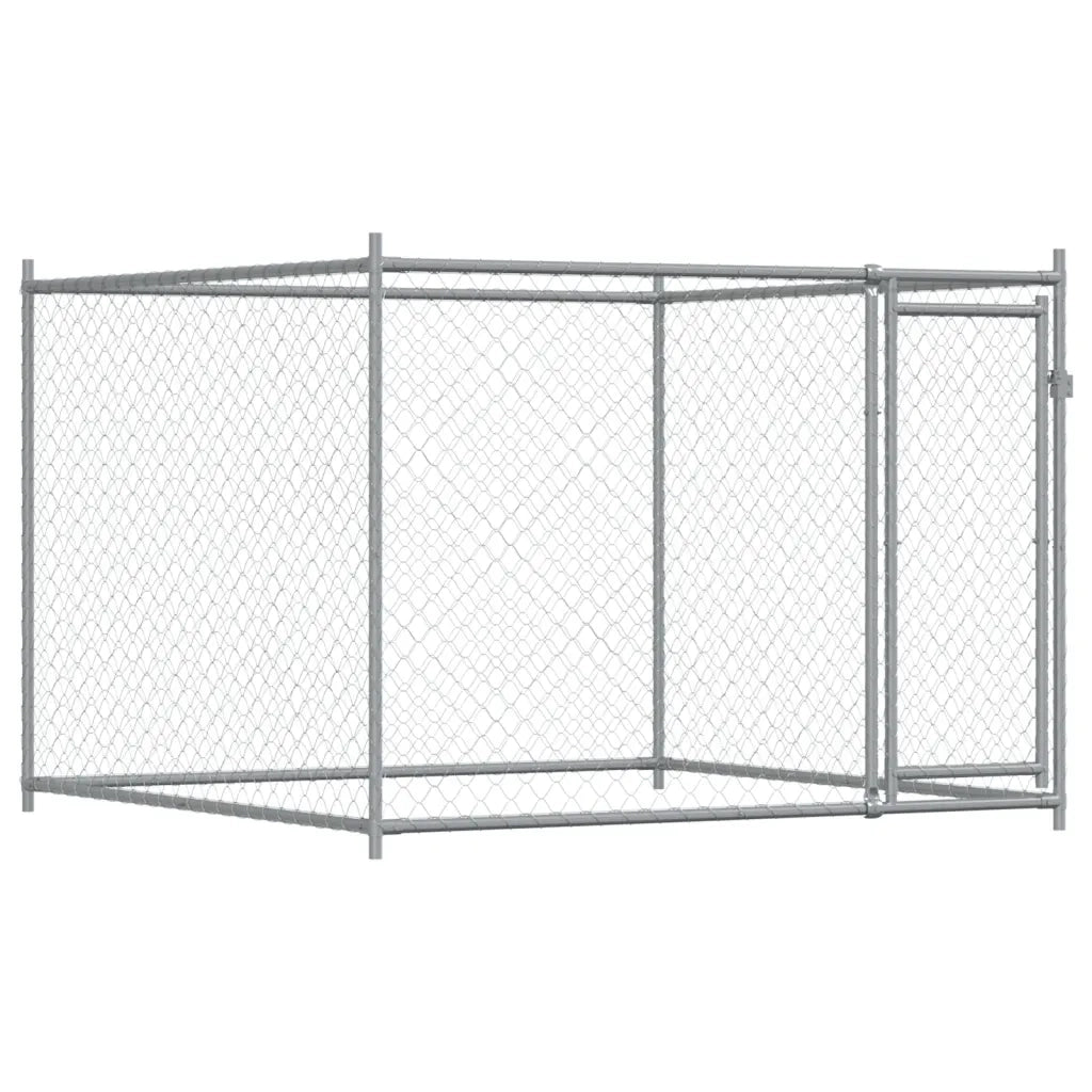 Gabbia per Cani con Porta Grigia 8x2x1,5 m in Acciaio Zincato 3209580