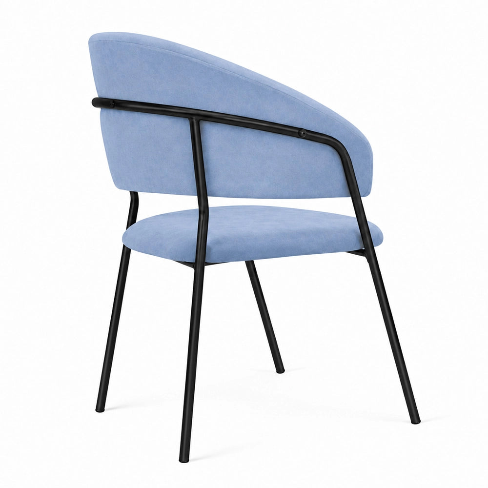 Sedie da sala da pranzo set da 2 Aurelia in velluto celeste con gambe nere