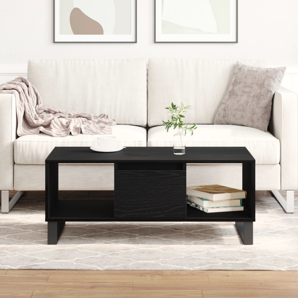 Tavolino da caffÃ¨  Nero Rovere 90x50x36,5 cm Legno ingegnerizzato