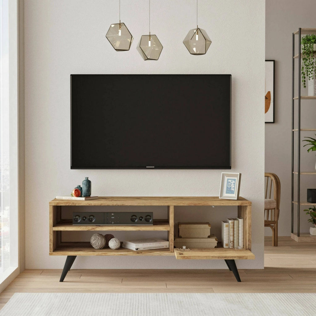 Mobile porta TV Max, Credenza da soggiorno, Armadio basso per TV, Base parete attrezzata, 110x40h44 cm, Quercia