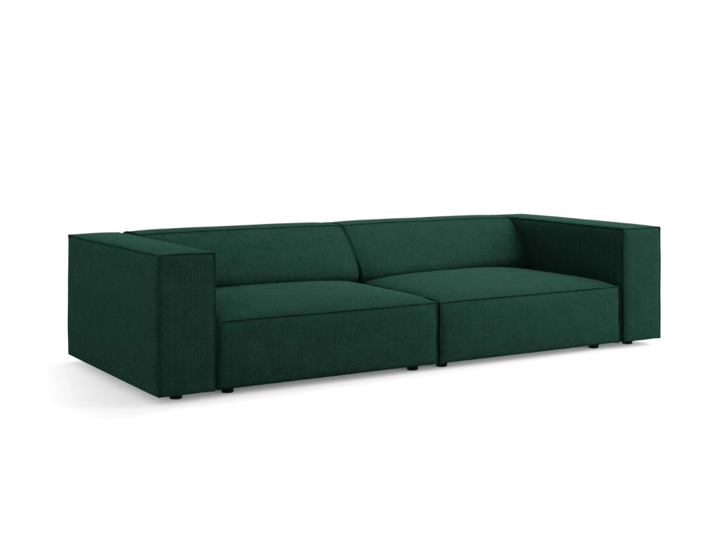 Cosmopolitan Design - Divano "Arendal" 4 posti in ciniglia con effetto a coste verde bottiglia 