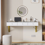 Toeletta sospesa con 3 cassetti, piano in vetro, bianco, 120¡Á40¡Á45 cm