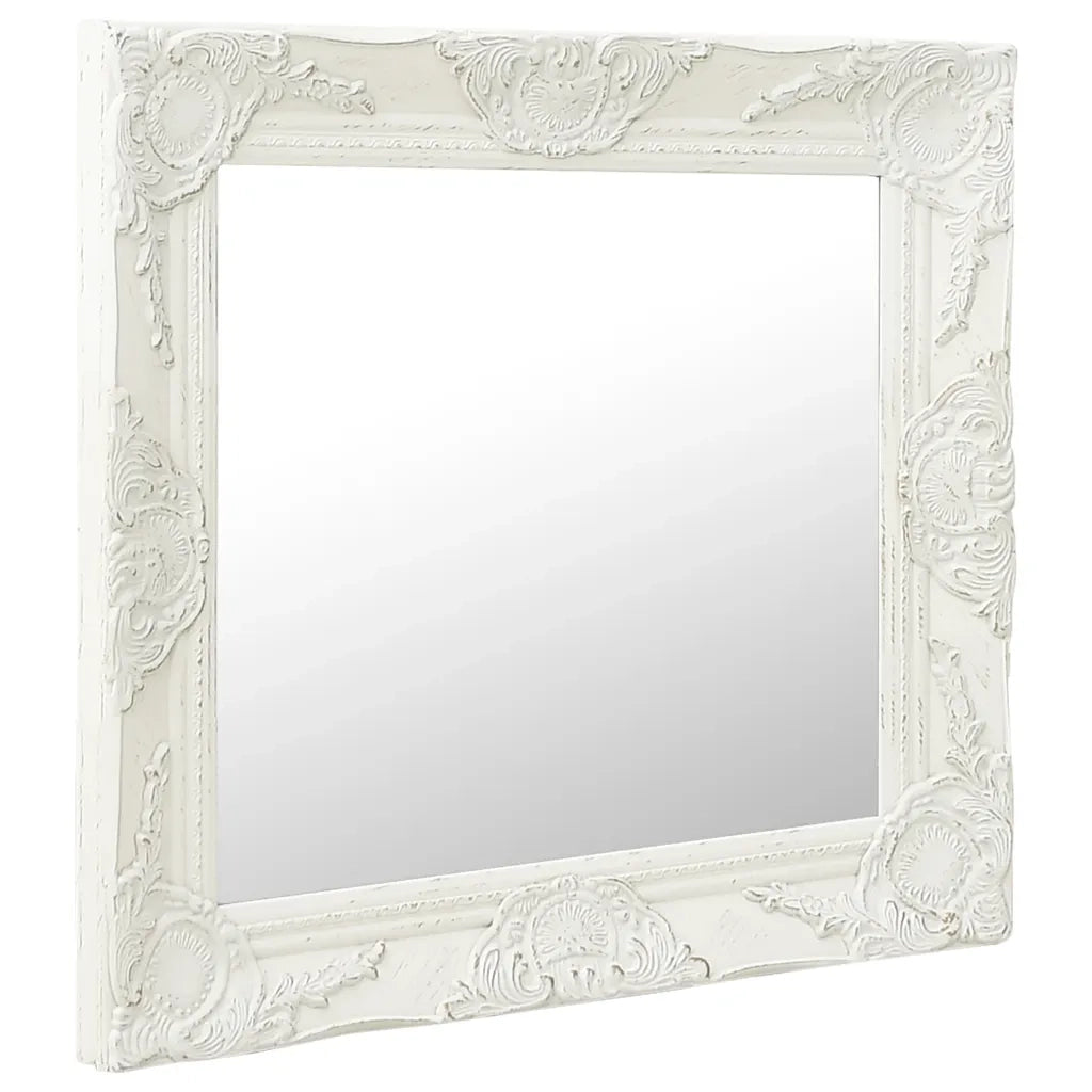 Specchio da Parete Stile Barocco-Specchio a Muro-Specchio Decorativo 60x60 cm Bianco