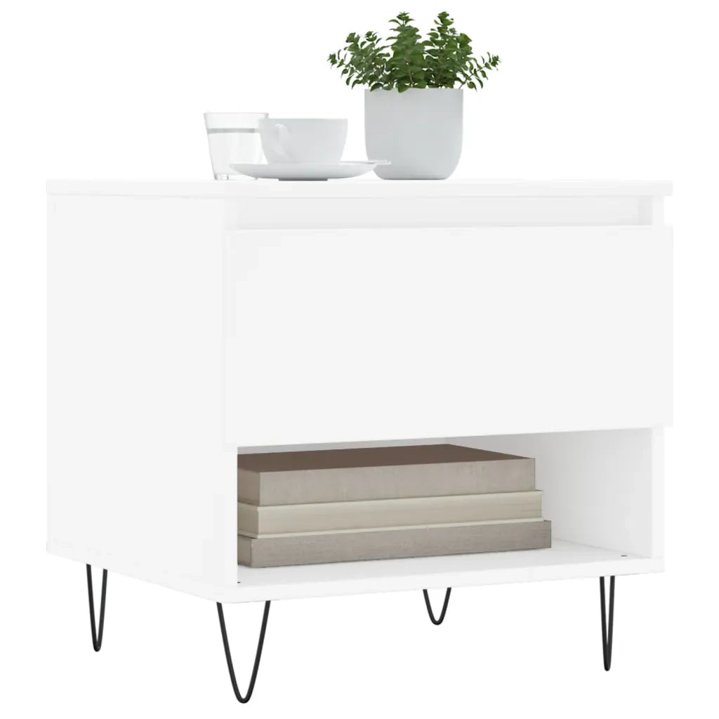 Tavolini Salotto 2 pz Bianchi 50x46x50 cm in Legno Multistrato 830909
