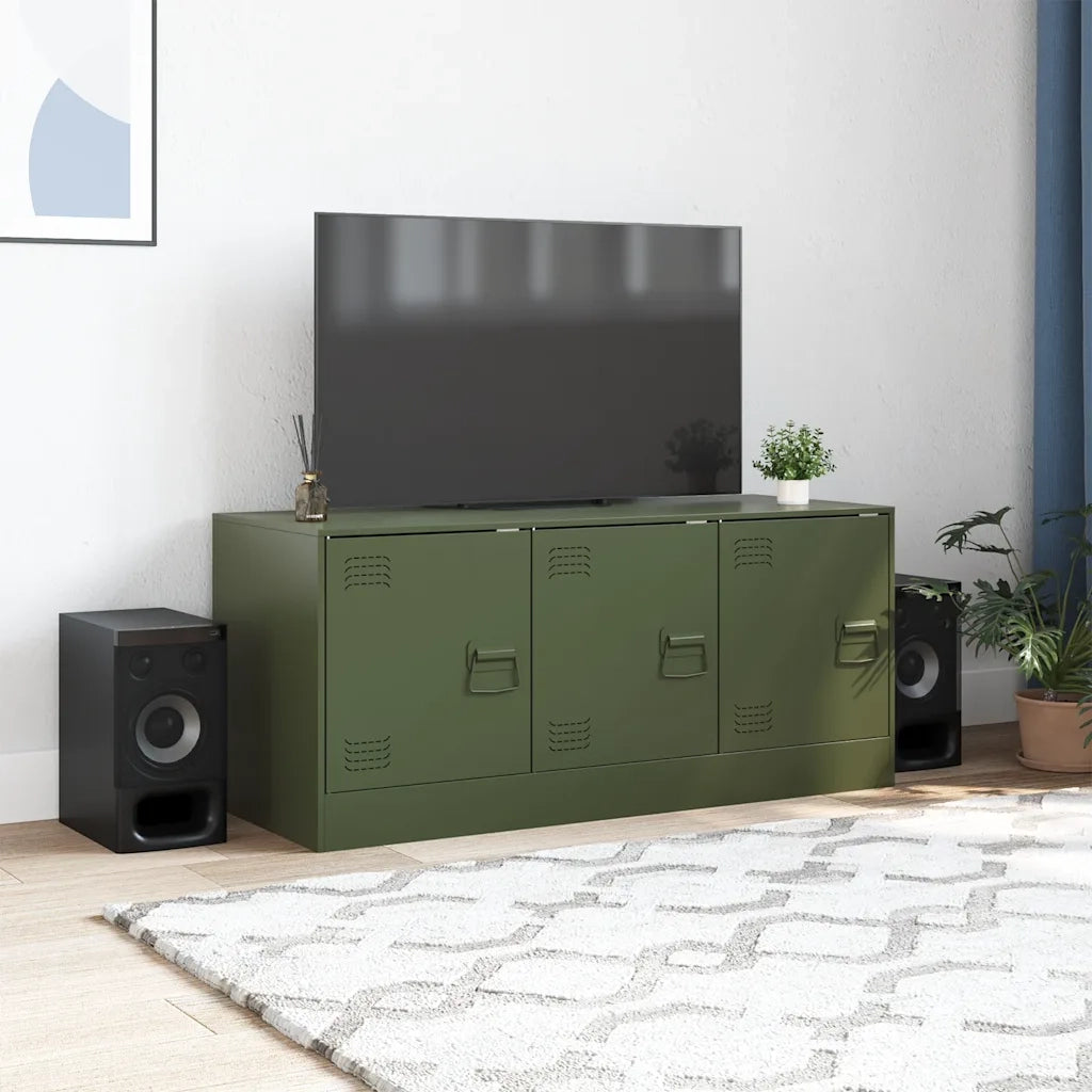 Mobile TV-Credenza per TV-Console TV Verde Oliva 99x39x44 cm in Acciaio 247244