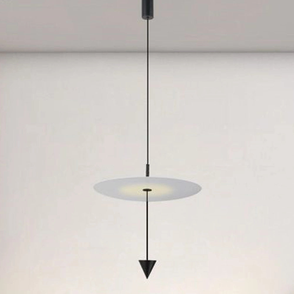 Trade Shop - Lampadario A Sospensione Lampada 18w Luce Led 4000k Disco Bianco ø42cm Cono Nero 33054 -