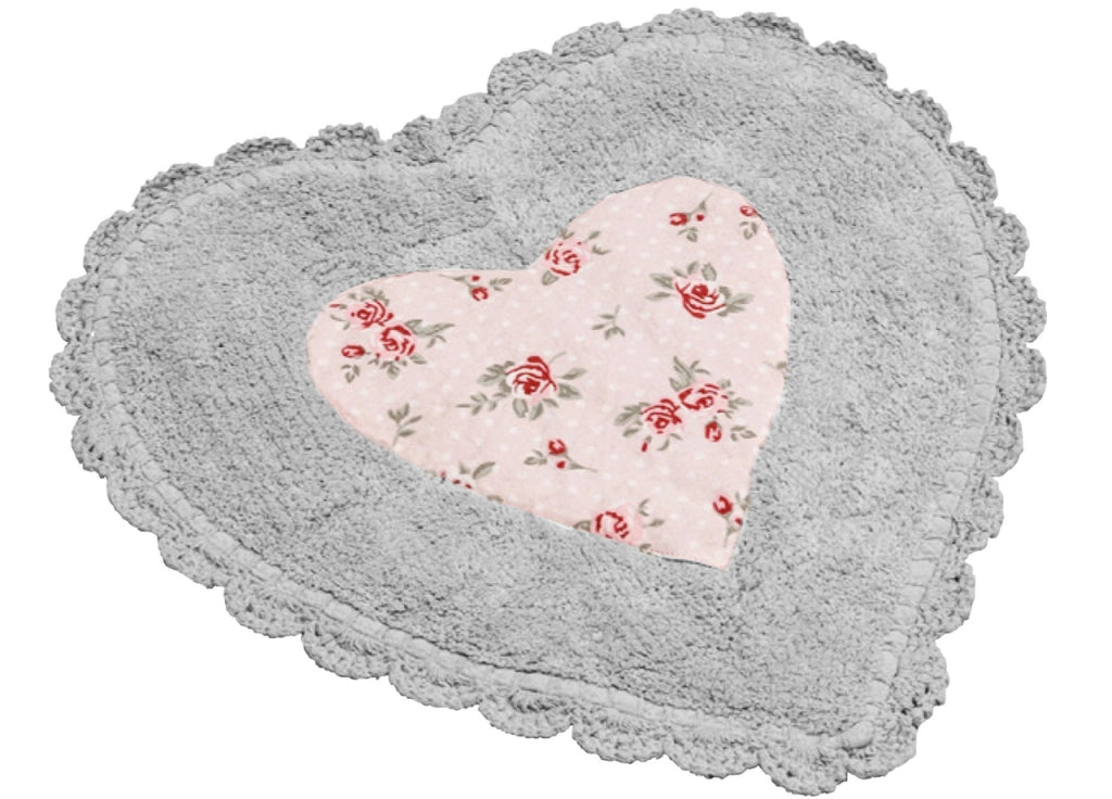 Tappeto Bagno Doccia Spugna Tappetino Assorbente Cotone Pelo Corto Mod. Vie En Rose - Vie En Rose - Grigio