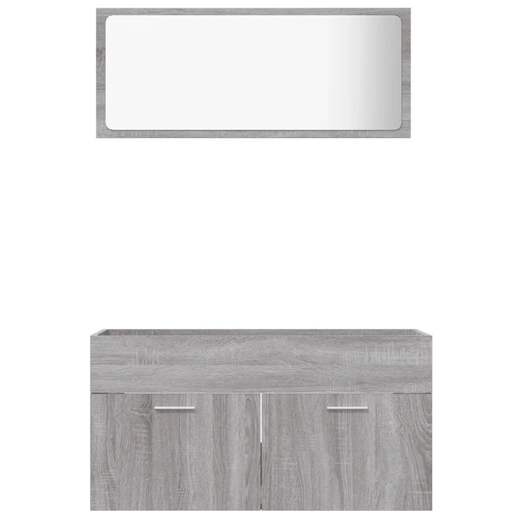 Set Mobili da Bagno | Armadio da bagno 2 pz Grigio Sonoma in Legno Multistrato