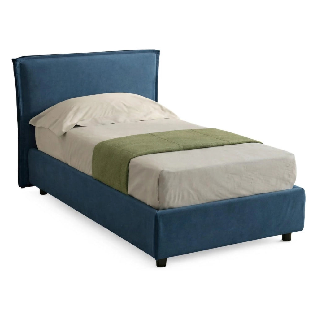 Bruino, Letto Singolo Sfoderabile Made in Italy, blu