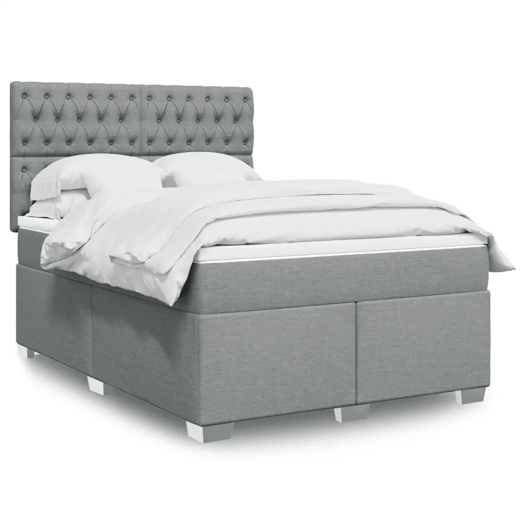 Giroletto a Molle con Materasso Grigio Chiaro 160x200cm Tessuto