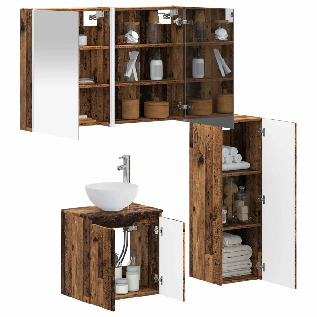 Set di mobili per il bagno 4 pcs Legno antico 3407429