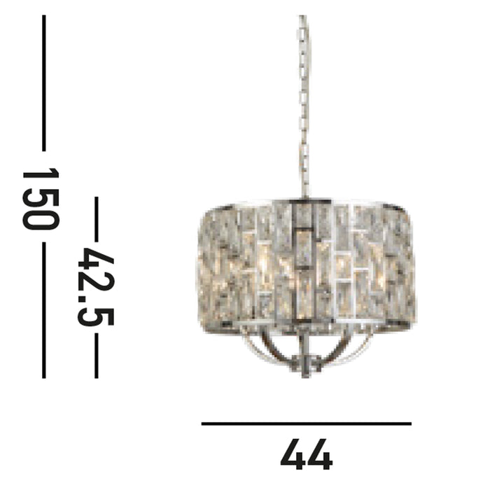 Lampadario Classico Gioiello Acciaio Cromo Vetro Trasparente 5 Luci E14