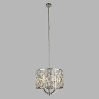 Lampadario Classico Gioiello Acciaio Cromo Vetro Trasparente 5 Luci E14