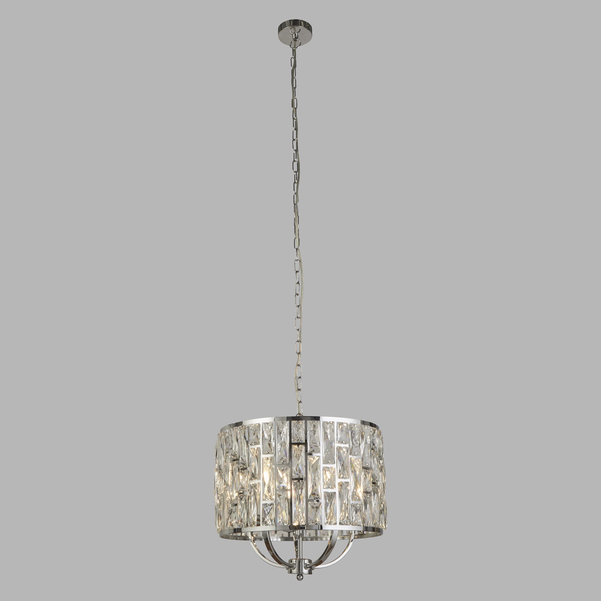 Lampadario Classico Gioiello Acciaio Cromo Vetro Trasparente 5 Luci E14