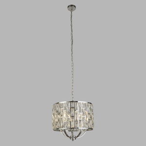 Lampadario Classico Gioiello Acciaio Cromo Vetro Trasparente 5 Luci E14