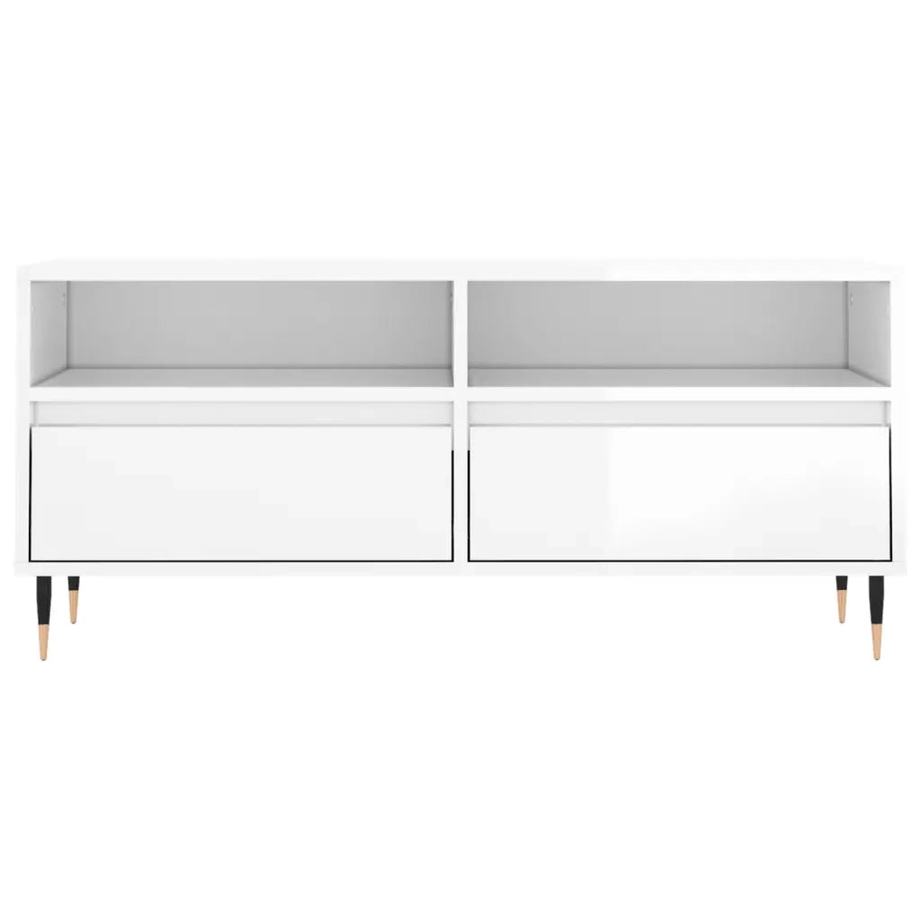 Mobile TV | Armadietto TV | Mobile Porta TV Bianco Lucido 100x34,5x44,5cm Legno Multistrato