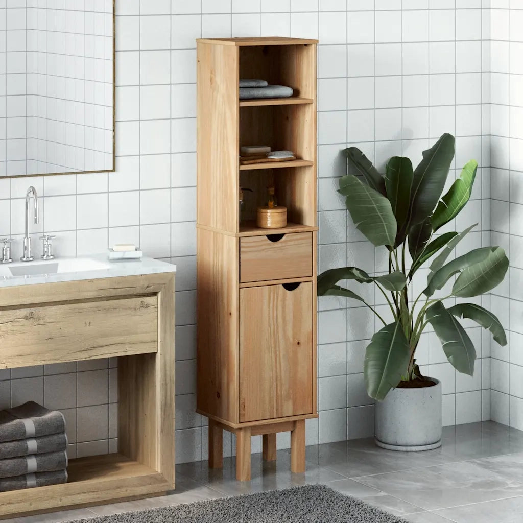vidaXL Mobile da Bagno OTTA 35x30x159 cm in Legno Massello di Pino
