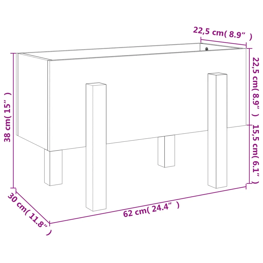 Fioriera da Giardino-Vaso da Esterno 62x30x38 cm in Legno Massello di Douglas