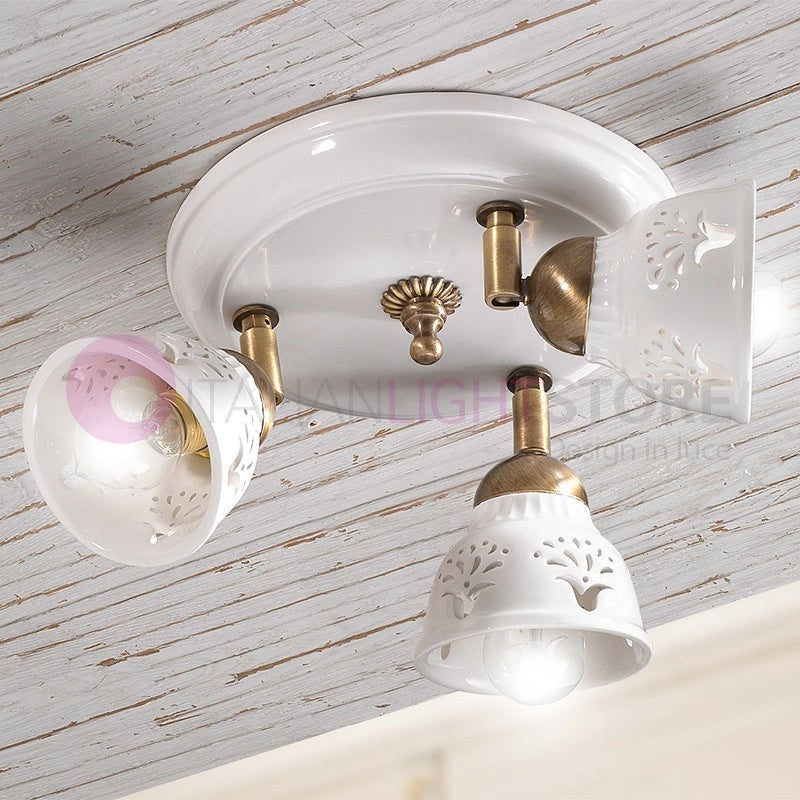 CANTUCCI Plafoniera a 3 Luci Orientabili Ceramica Traforata